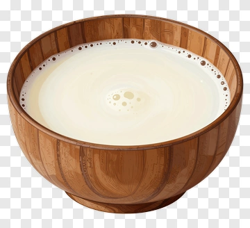 Milk In A Wooden Bowl PNG