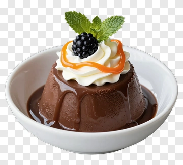 Chocolate Pudding With Blackberry And Mint PNG