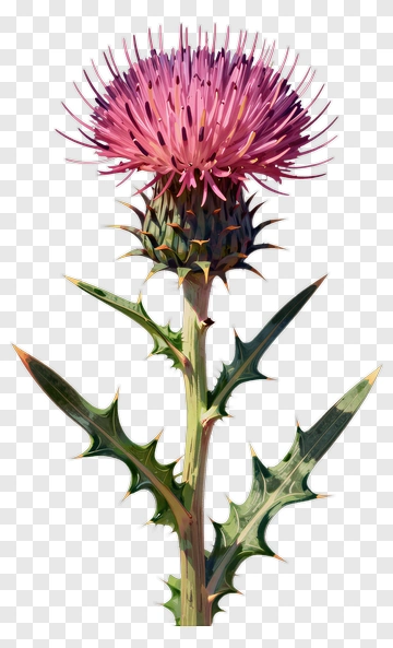 Pink Thistle With Spiky Leaves PNG