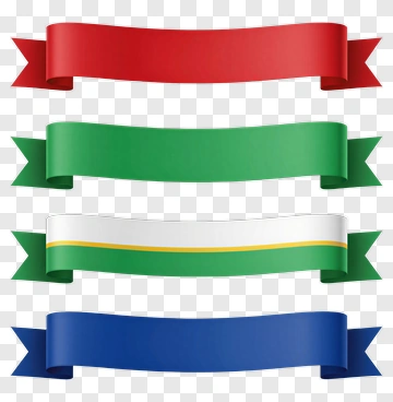 Four Color Ribbons With Flag Design PNG