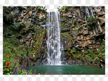 Waterfall Cascading Down Rocky Cliff PNG