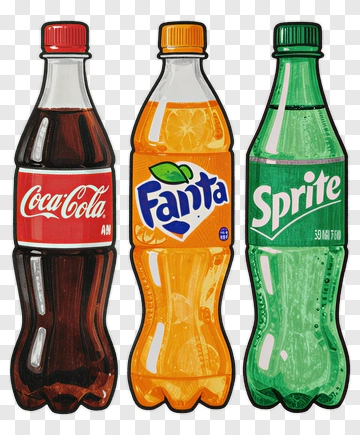 Three Popular Soda Bottles PNG