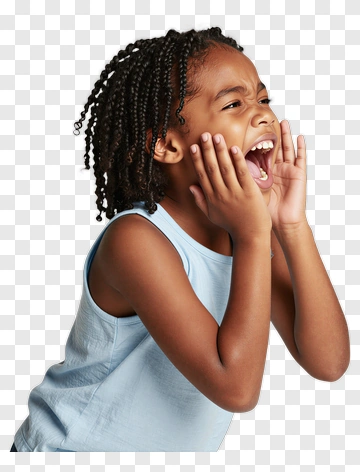 Child Yelling With Hands Cupped PNG