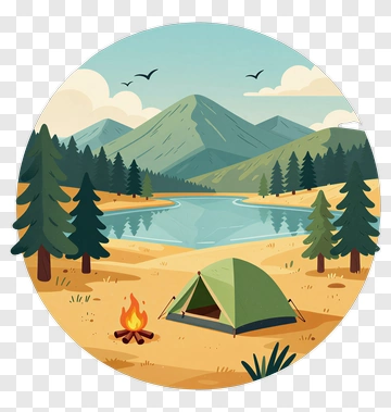 Camping Tent And Campfire PNG