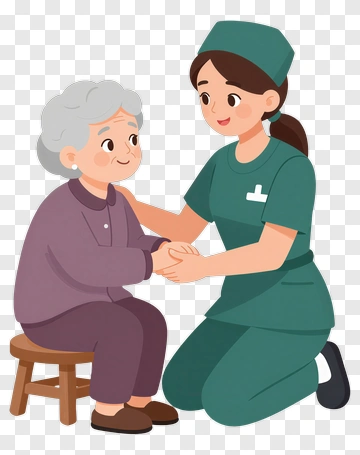 Nurse Comforting Elderly Woman PNG