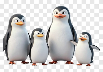 Penguin Family Together PNG
