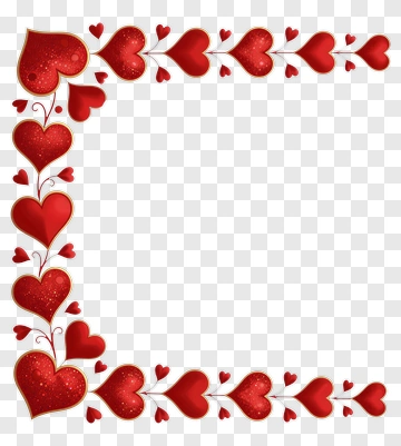 Red Sparkling Hearts Border PNG