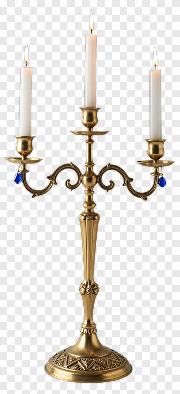 Ornate Gold Candle Holder With Three Candles PNG
