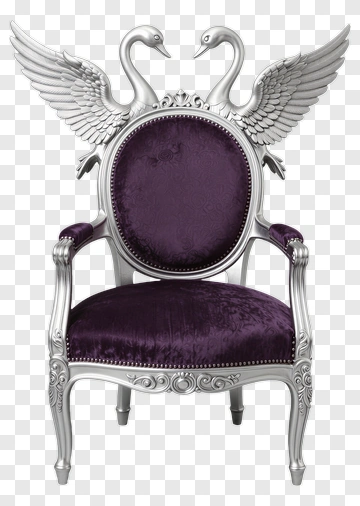 Ornate Swan Chair With Velvet Upholstery PNG