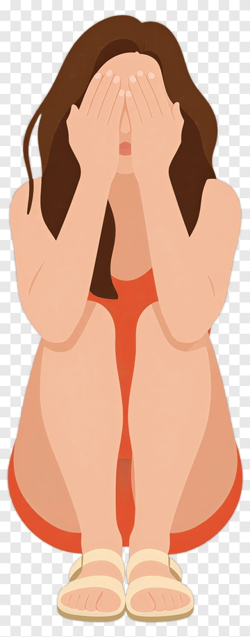 Woman Covering Face While Sitting PNG