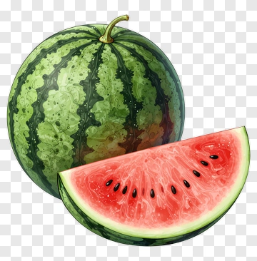 Watermelon Slice And Whole Fruit PNG