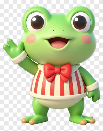 Friendly Cartoon Frog Waving PNG