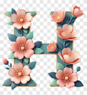 Floral Letter H Design PNG