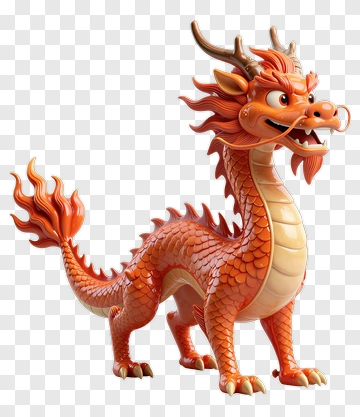 Orange Dragon Statue PNG