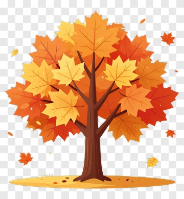 Autumn Maple Tree With Falling Leaves PNG