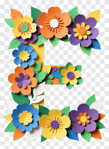 Paper Flower Letter E PNG