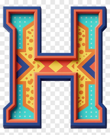 Colorful Letter H With Patterned Design PNG