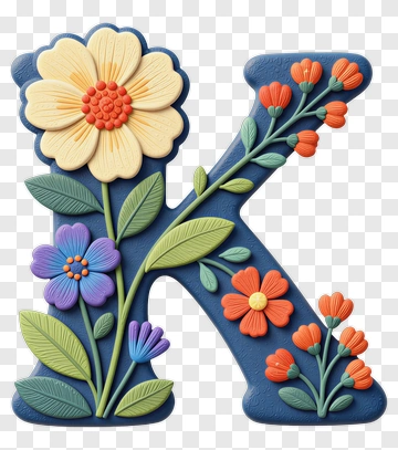 Floral Letter K Design PNG