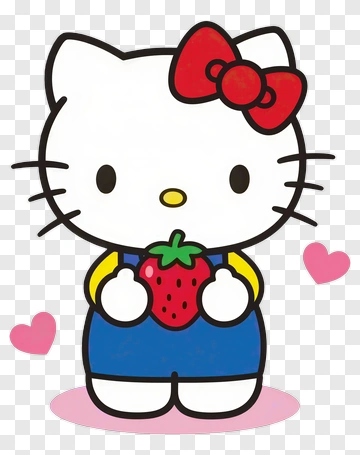 Hello Kitty Holding Strawberry PNG