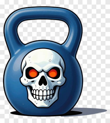Blue Kettlebell With Skull Design PNG