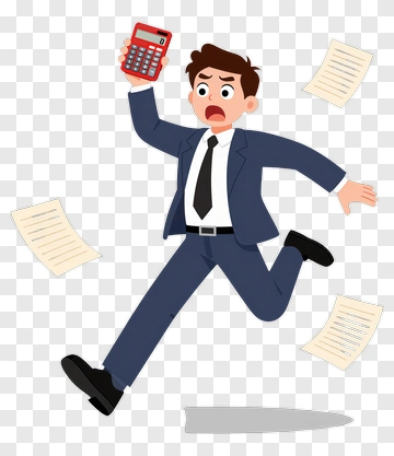 Businessman Holding Calculator In Panic PNG
