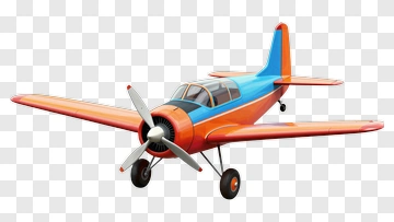 Orange And Blue Propeller Airplane PNG