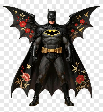 Batman With Floral Bat Wings PNG