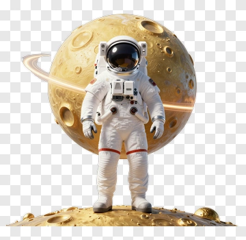 Astronaut Standing On A Golden Planet PNG