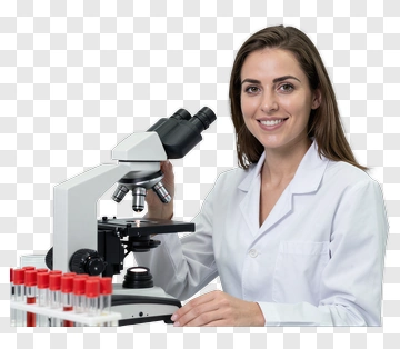 Female Scientist With Microscope PNG