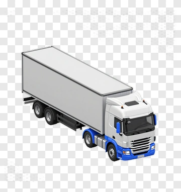 White And Blue Semi-Truck With Cargo Container PNG