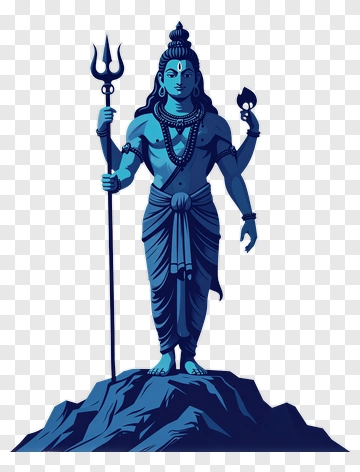 Blue Shiva With Trident And Fire PNG