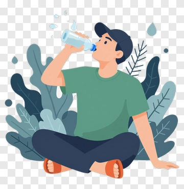 Man Drinking Water While Sitting PNG