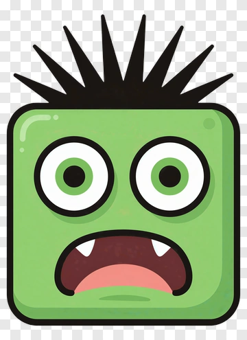 Surprised Green Monster Face PNG