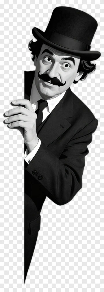 Man With Mustache Peeking From Behind PNG