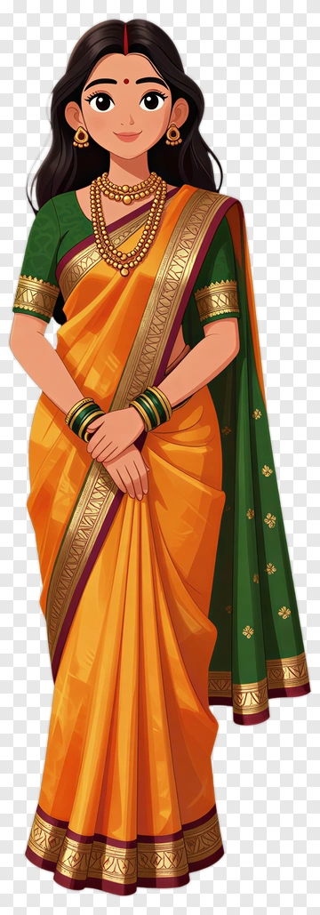 Indian Woman In Traditional Sari PNG