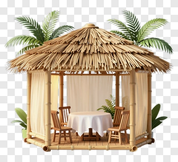 Tiki Hut With Outdoor Seating PNG