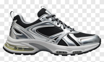 Silver And Black Sneaker With Air Cushion PNG