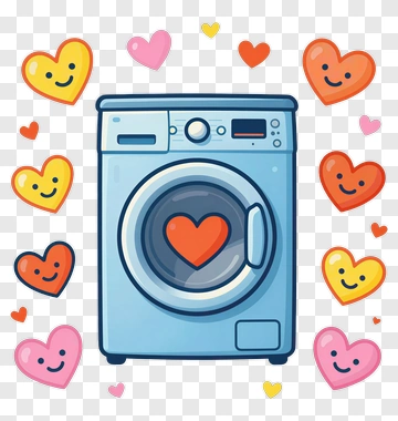 Washing Machine With Smiling Hearts PNG