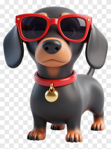 Cool Dachshund With Red Sunglasses PNG