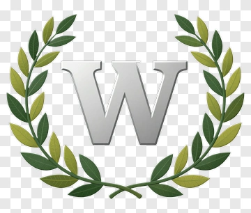 Silver Letter W With Green Wreath PNG