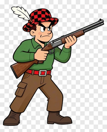 Cartoon Hunter With Shotgun PNG