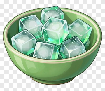 Green Bowl With Ice Cubes PNG