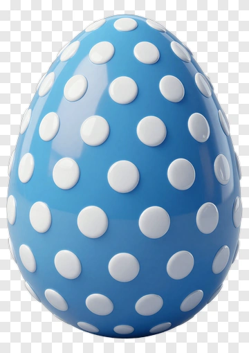 Blue Egg With White Polka Dots PNG