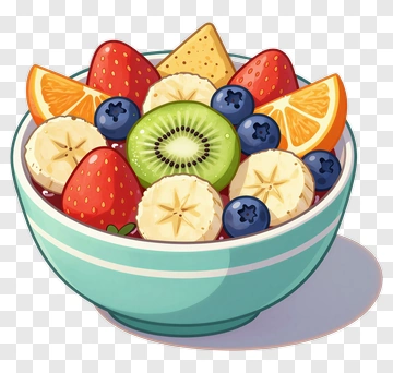 Fruit Bowl With Fresh Berries And Slices PNG