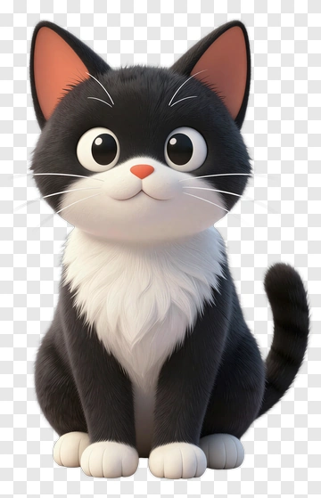 Cute Black And White Cat PNG