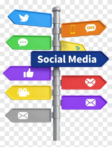 Social Media Direction Signs PNG