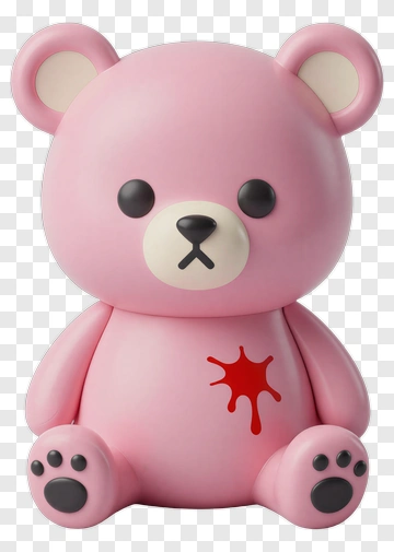 Pink Bear With Blood Splatter PNG
