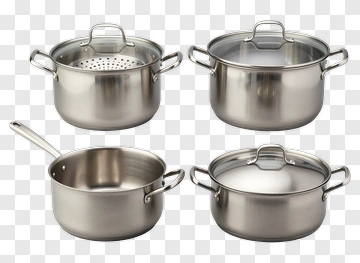 Stainless Steel Pot And Pan Set PNG