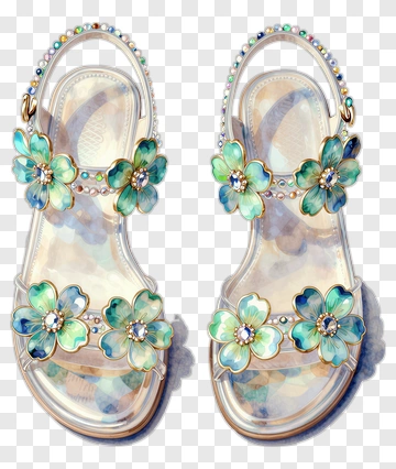 Elegant Flower-Adorned Sandals PNG