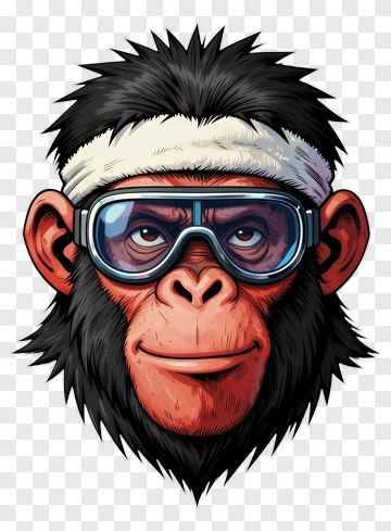 Chimpanzee With Goggles And Headband PNG